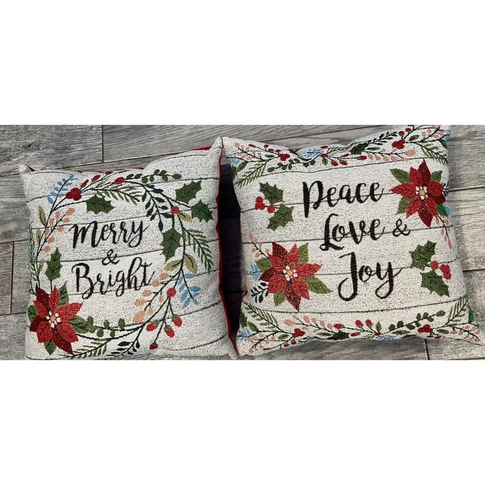 Lot of 2 Christmas accent pillows throw 16
